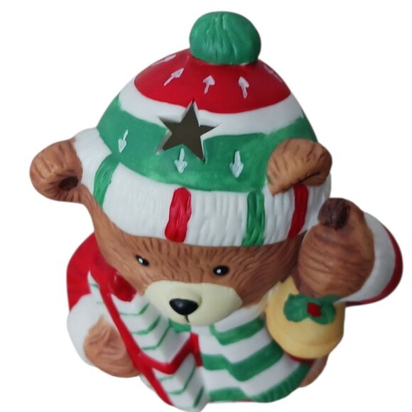 Vintage Christmas Bear Candle Holders Festive Holiday Decor Ceramic Multicolor - Picture 8 of 13